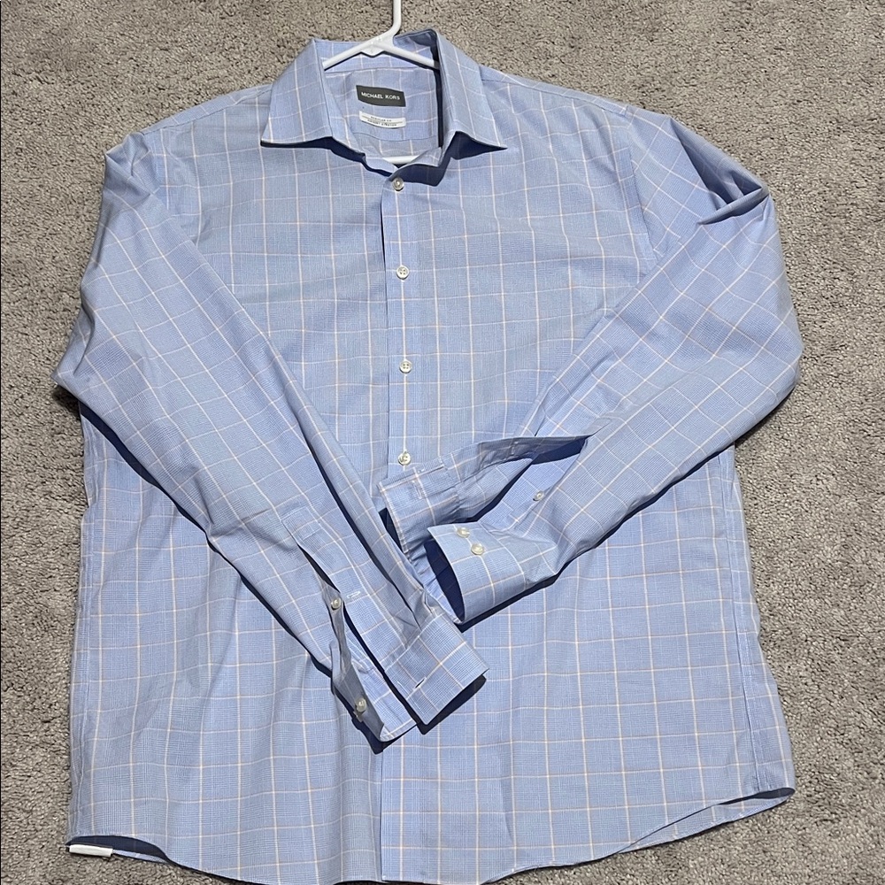 Men's Blue & Orange Dress Shirt